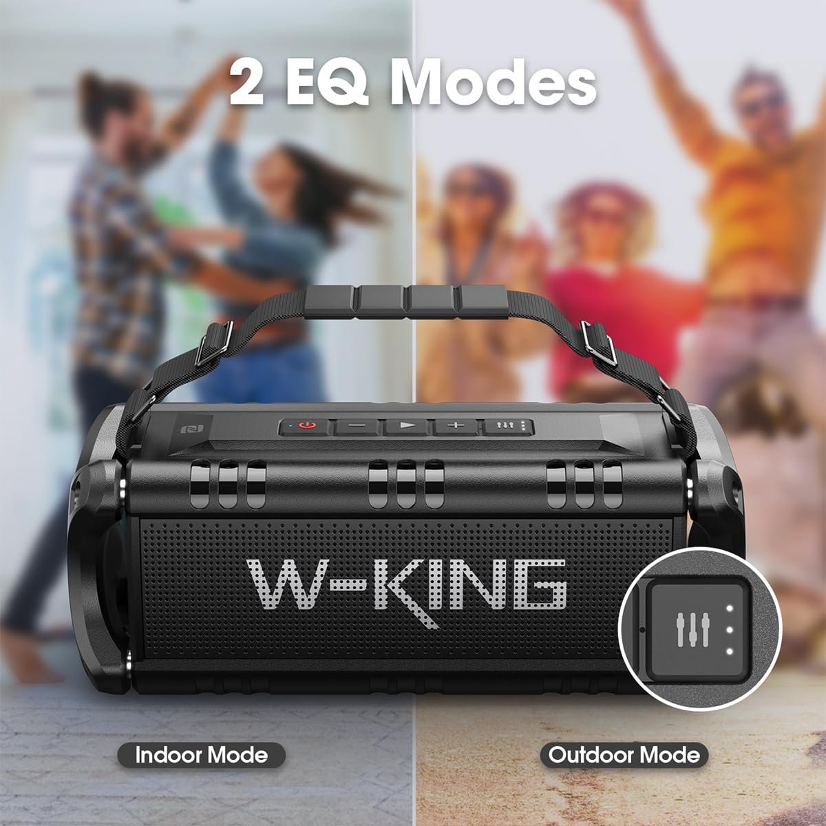W-KING Bluetooth Speaker, 90W Max Loud Portable Speakers Bluetooth Wireless, IPX6 Waterproof Outdoor Speaker with 50W Deep Bass/2 Powerful Subwoofer/40H/Power Bank/EQ/TF/AUX/NFC for Pool/Party/Travel - Image 5