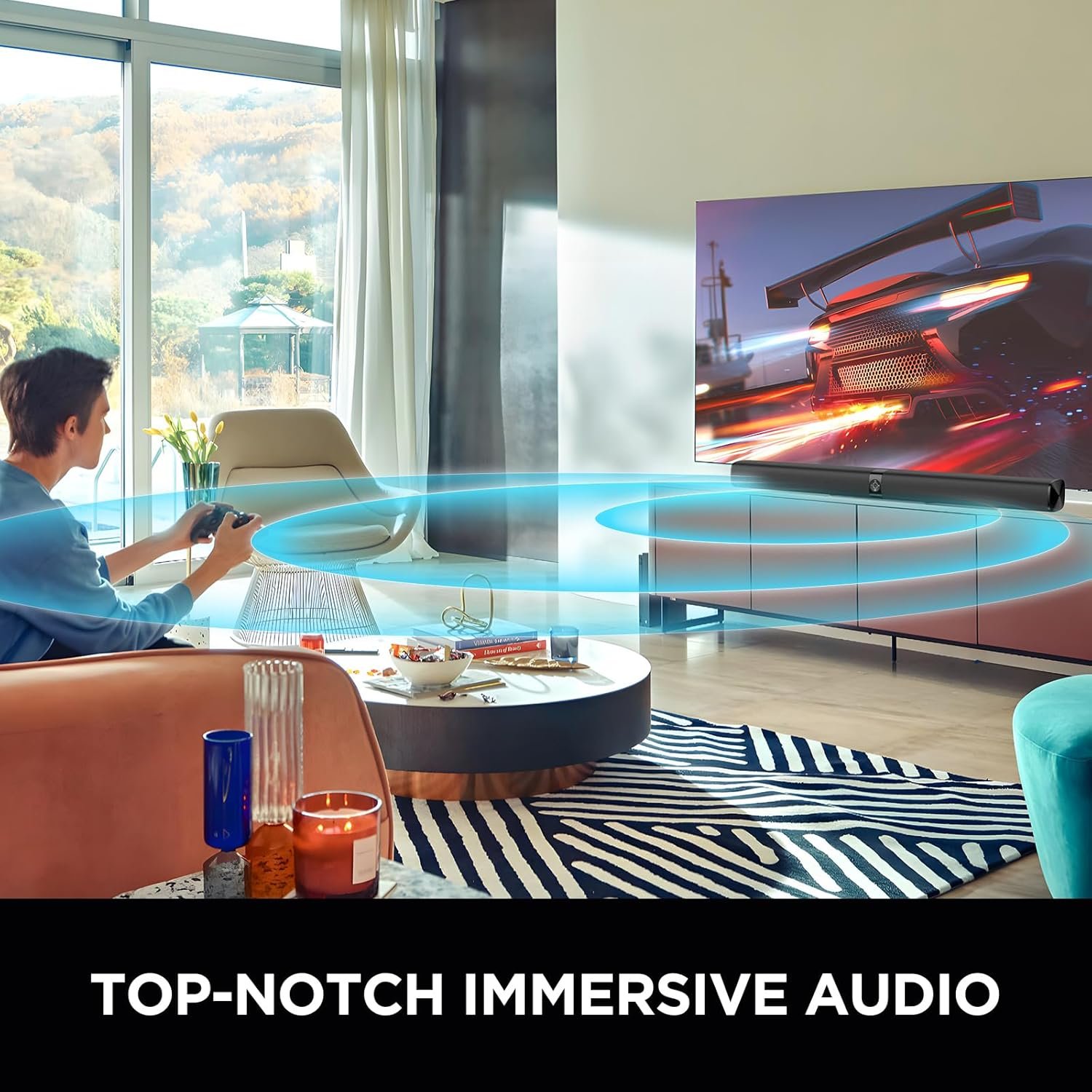 Sound Bar for Smart TV, Soundbar with Bluetooth/ARC/Opt/AUX Connect, Auto Volume Boost, 3 Equalizer Modes, 2 in 1 Detachable Soundbar for TV/PC/Gaming/Projectors - Image 6