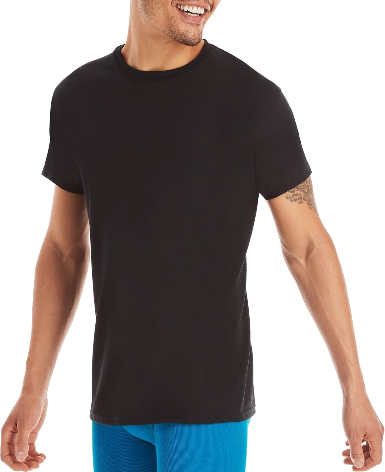 Hanes Men's Cotton, Moisture-Wicking Crew Tee Undershirts, Multi-Packs Available - Image 5