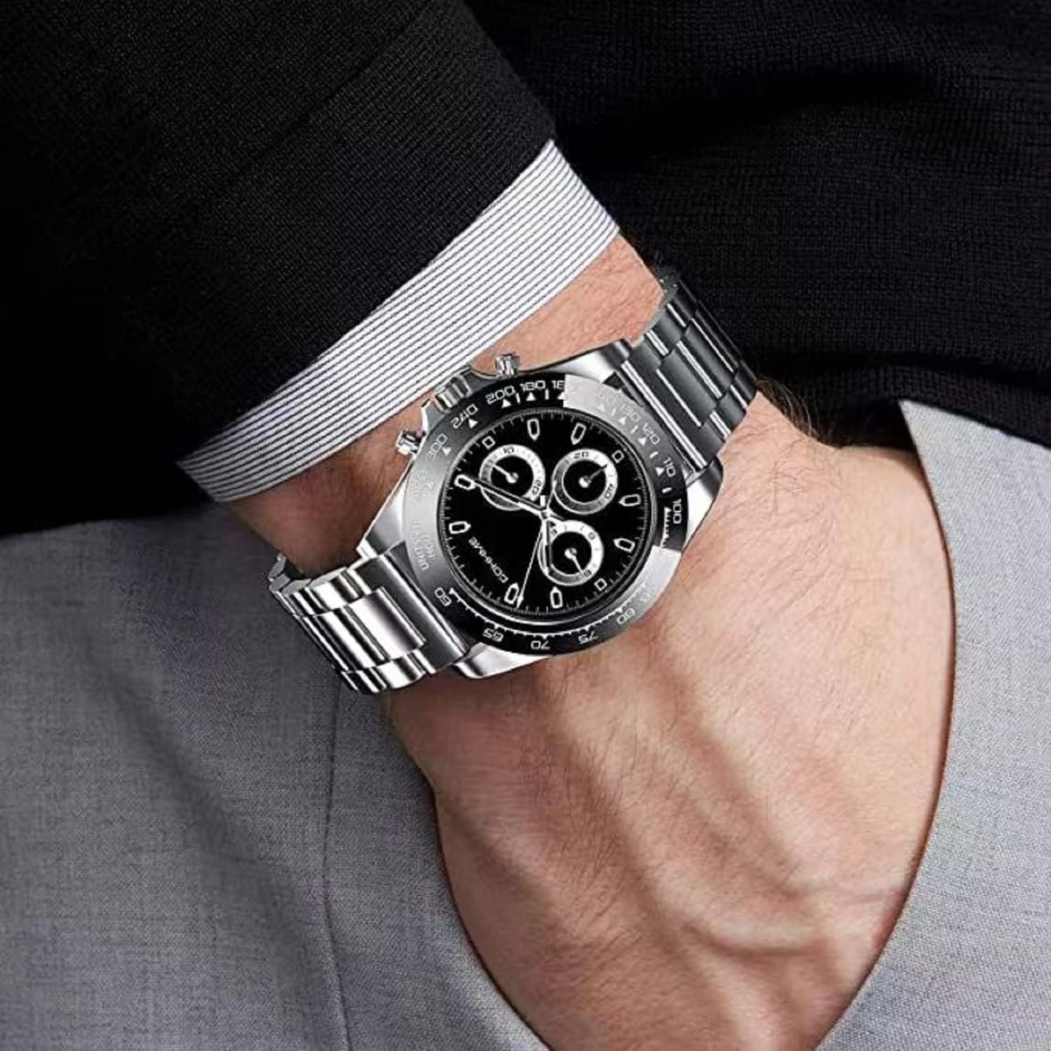 Moran Stainless Steel Watch Band Quick Release Replacement Metal Strap 20mm 22mm for Men Women (Silver+Folding Clasp, 22mm) - Image 4