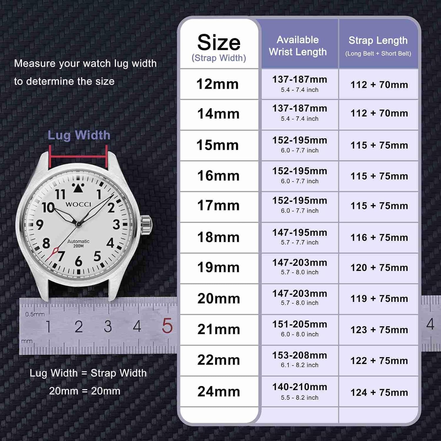 WOCCI 20mm Silicone Watch Band, Quick Release Rubber Replacement Strap with Black Stainless Steel Buckle (Black) - Image 6