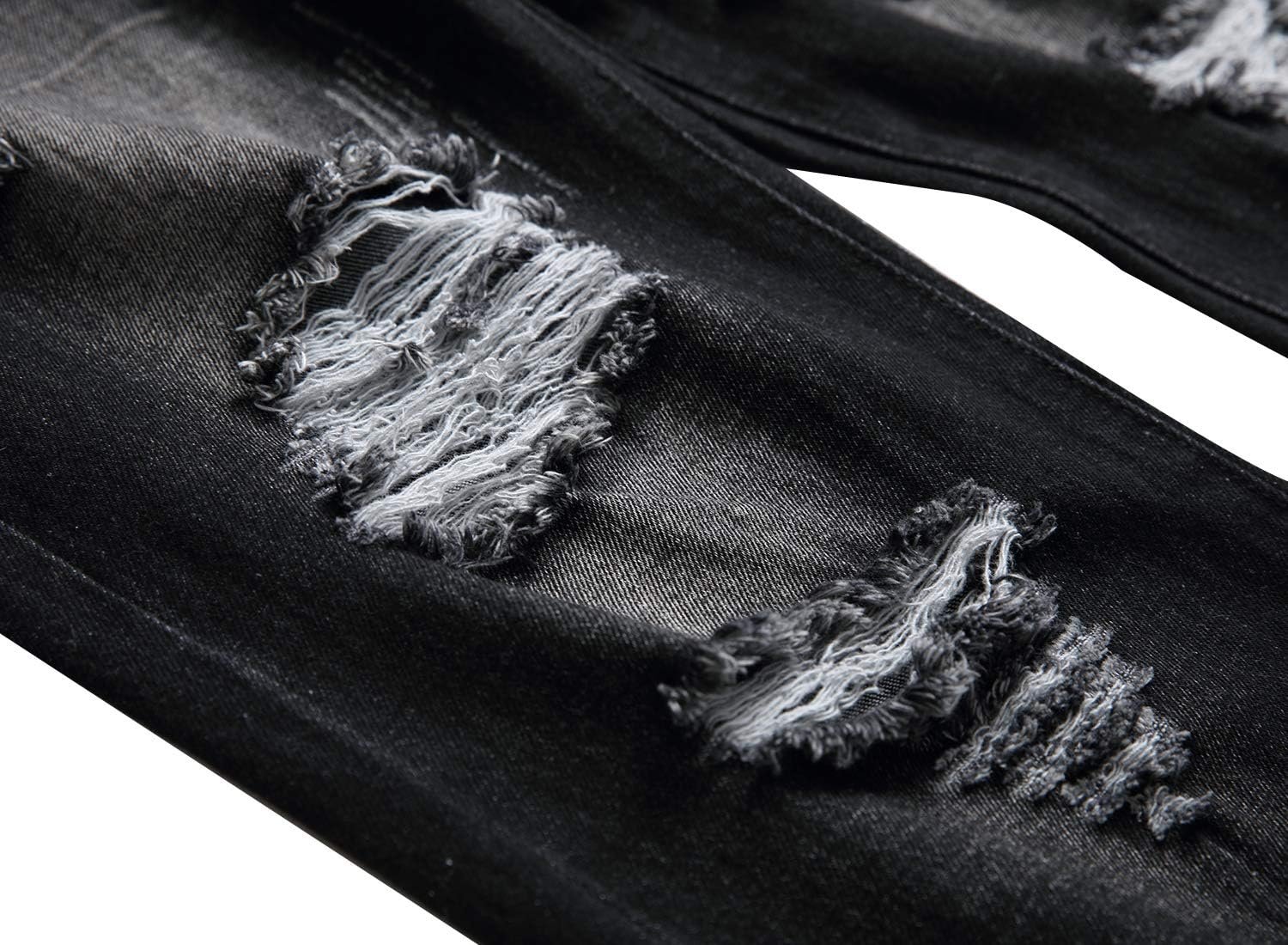 QIMYUM Mens Ripped Jeans, Distressed Destroyed Slim Fit Straight Leg Denim Pants - Image 8