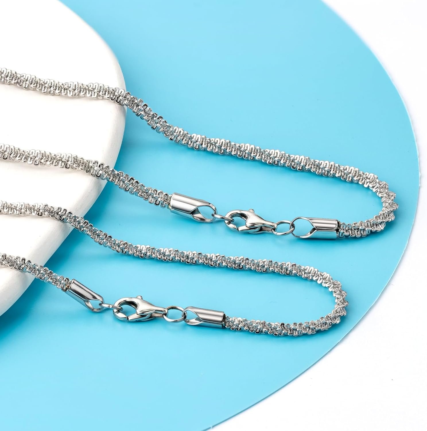 Silver Chain Necklace for Women, 2mm/3mm Box Chains for Women, 18/20 inch, Trendy Jewelry Gifts for Mom Friends - Image 6