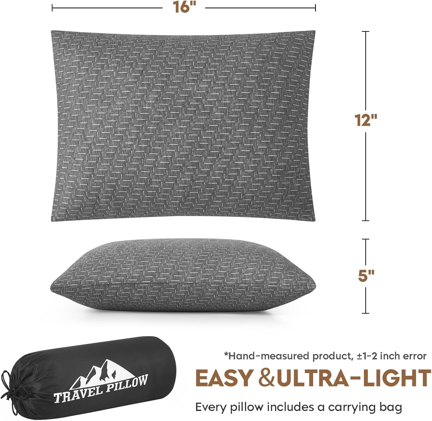 Small Shredded Memory Foam Pillow, Camping Pillow Travel Pillow - Compressible Medium Firm, Breathable Cover, Ideal Backpacking Hiking, Airplane and Car - Image 4