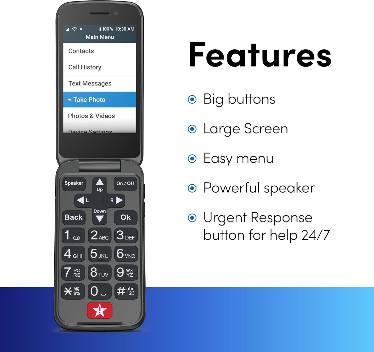 Lively Jitterbug Flip2 - Flip Cell Phone for Seniors - Not Compatible with Other Wireless Carriers - Must Be Activated Phone Plan - Graphite Flip Phone - Image 3