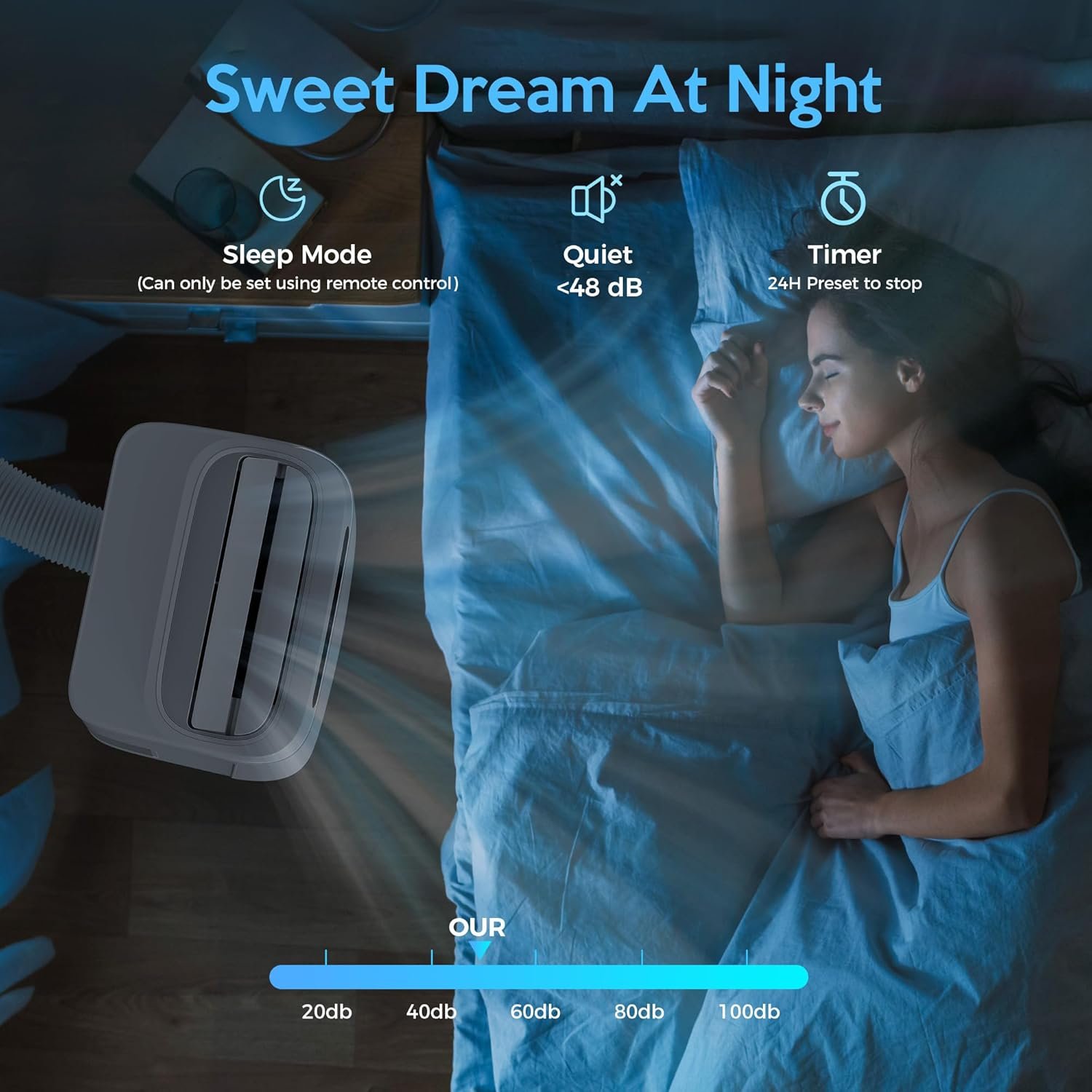 Portable Air Conditioners 14000Btu with Remote Control, 3-in-1 Free Stand Smart Cooling AC Unit with Dehumidifier, Fan, Cools Room up to 700 sq.ft, Auto Swing,24H Timer, Windows Kit Included - Image 7