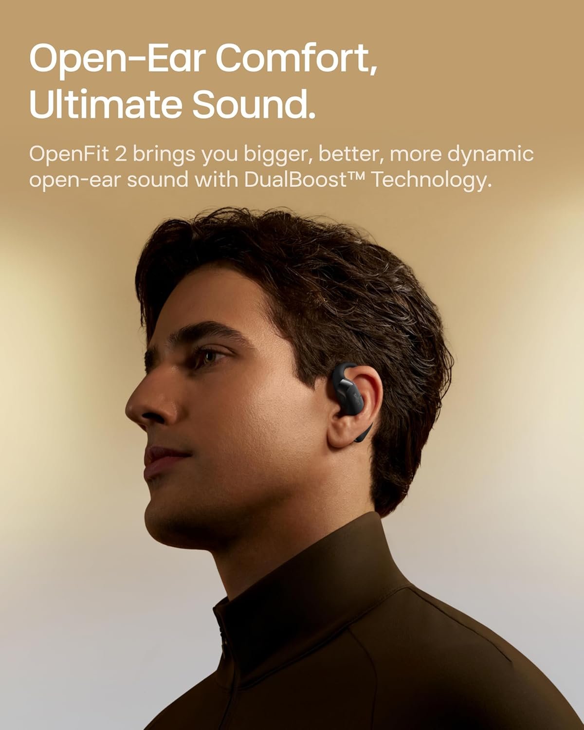 SHOKZ New OpenFit 2 Open-Ear Headphones, True Wireless Bluetooth Earphones with Microphone, Earhook Earbuds with 48 Hours of Playtime, Fast Charging, IP55 Water-Resistant, with Carrying Bag, Black - Image 4