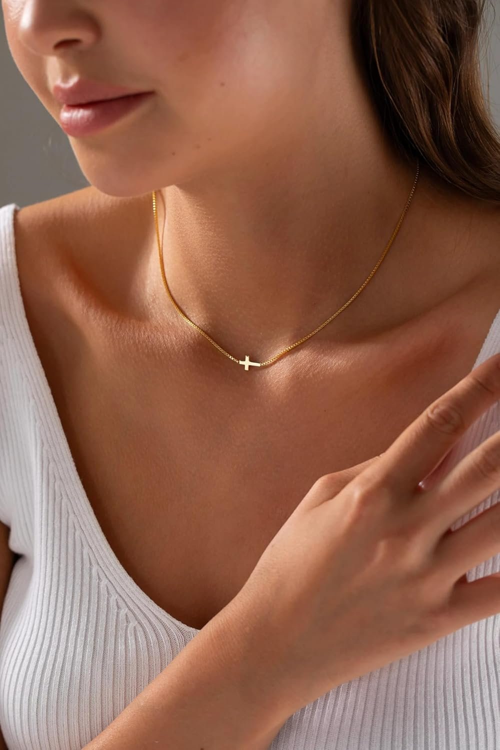 Cross Necklace for Women 14K Real Gold Silver Plated Dainty Small Cross Pendant Choker Simple Trendy Cute Cross Charm Chain Necklace Faith Jewelry Religious Minimalist Gift - Image 8