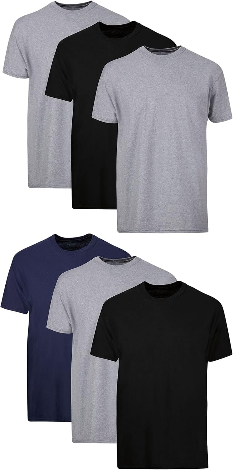 Hanes Men's Cotton, Moisture-Wicking Crew Tee Undershirts, Multi-Packs Available - Image 2