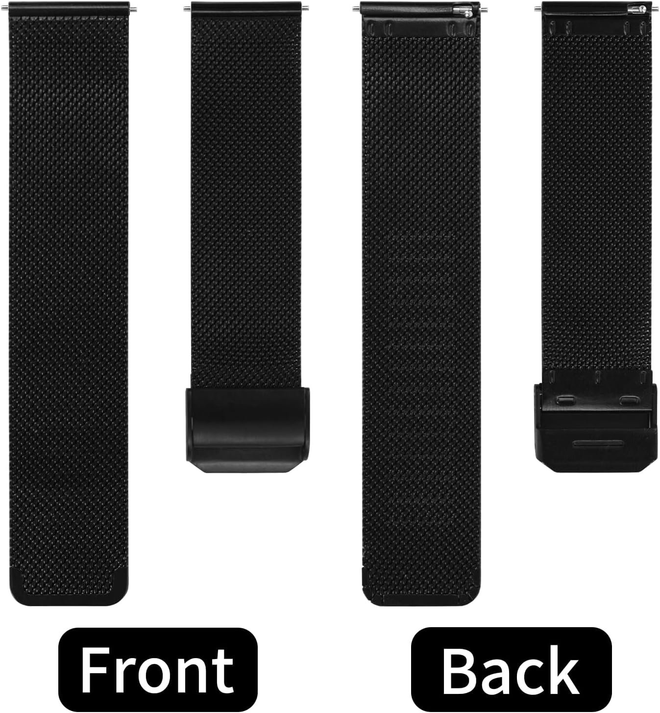 TStrap Mesh Watch Band Metal - Black Quick Release Watch Bands for Men Women - Stainless Steel Smart Watches Strap Bracelet Replacement - 10mm 12mm 14mm 16mm 18mm 20mm 22mm - Image 3