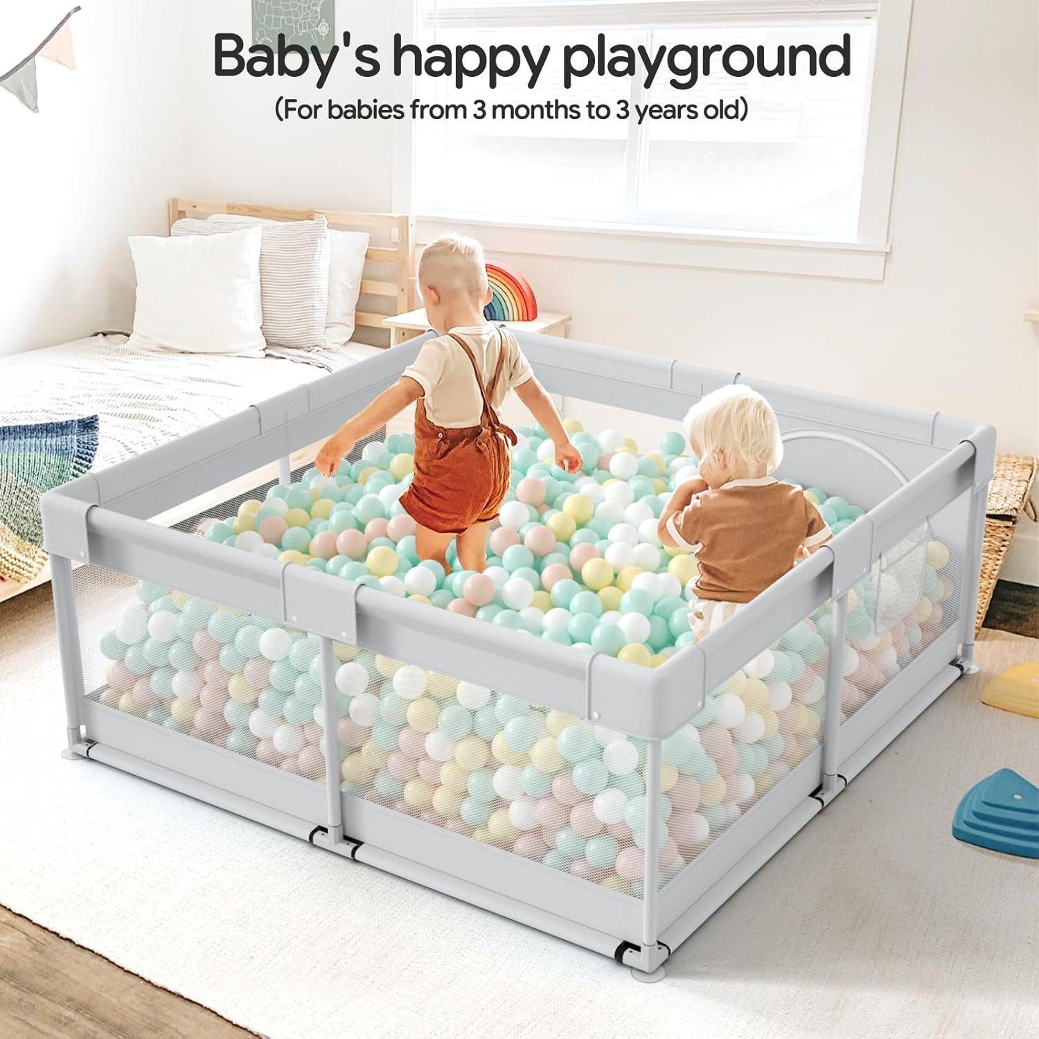 Fodoss Baby Playpen, 47x47 Small Baby Play Pen,Toddler Playpen for Apartment,Play Yard for Baby,Baby Activity Play Fence, Extra Large Baby Playard - Image 7