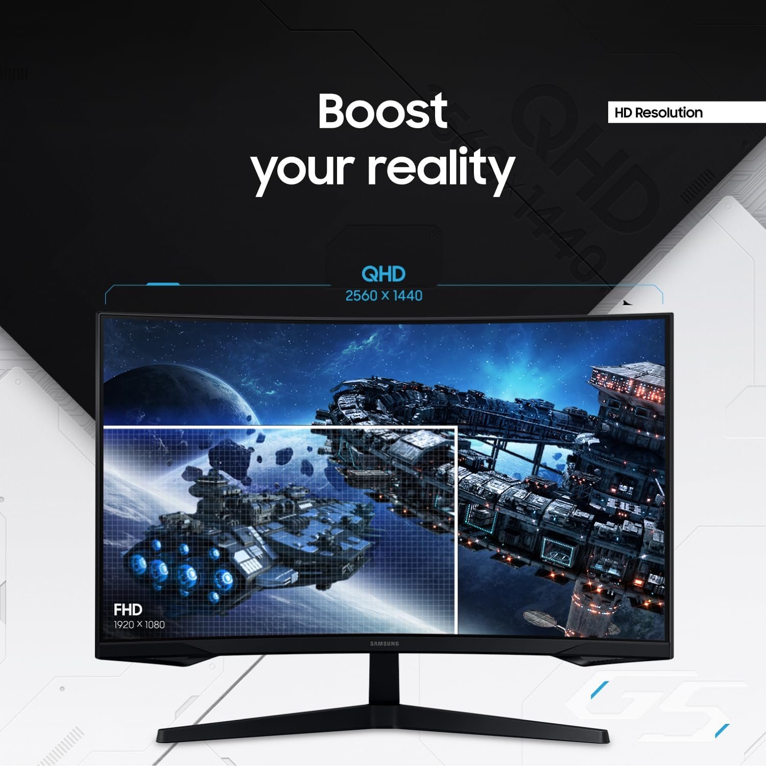 SAMSUNG 32” Odyssey G55C Series QHD 1000R Curved Gaming Monitor, 1ms(MPRT), HDR10, 165Hz, AMD Radeon FreeSync, Eye Care, Glare Free, Sharp Resolution LS32CG550ENXZA, 2024 - Image 4