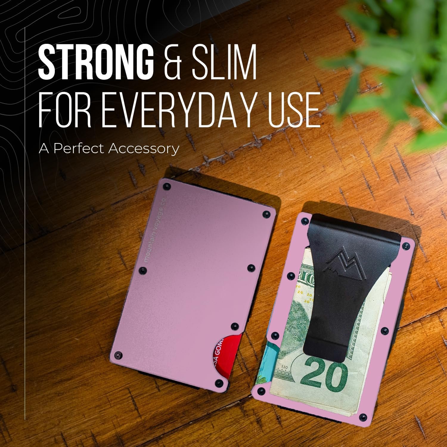 Mountain Voyage Co Minimalist Wallet for Men & Women - Slim RFID Wallet, Scratch Resistant, Credit Card Holder & Money Clip, Easily Removable Money & Cards, (Electric Pink) - Image 6