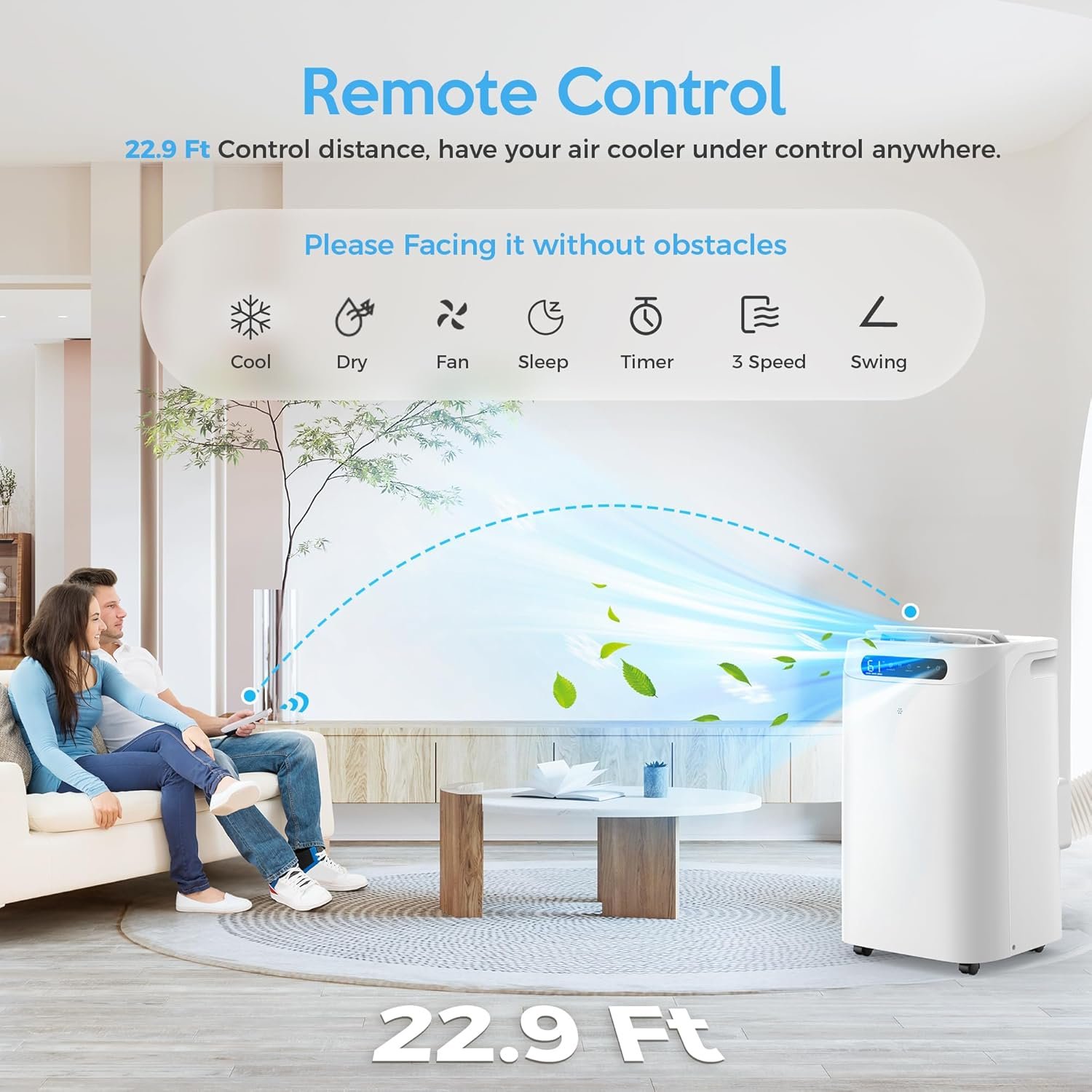 Portable Air Conditioners 14000Btu with Remote Control, 3-in-1 Free Stand Smart Cooling AC Unit with Dehumidifier, Fan, Cools Room up to 700 sq.ft, Auto Swing,24H Timer, Windows Kit Included - Image 5