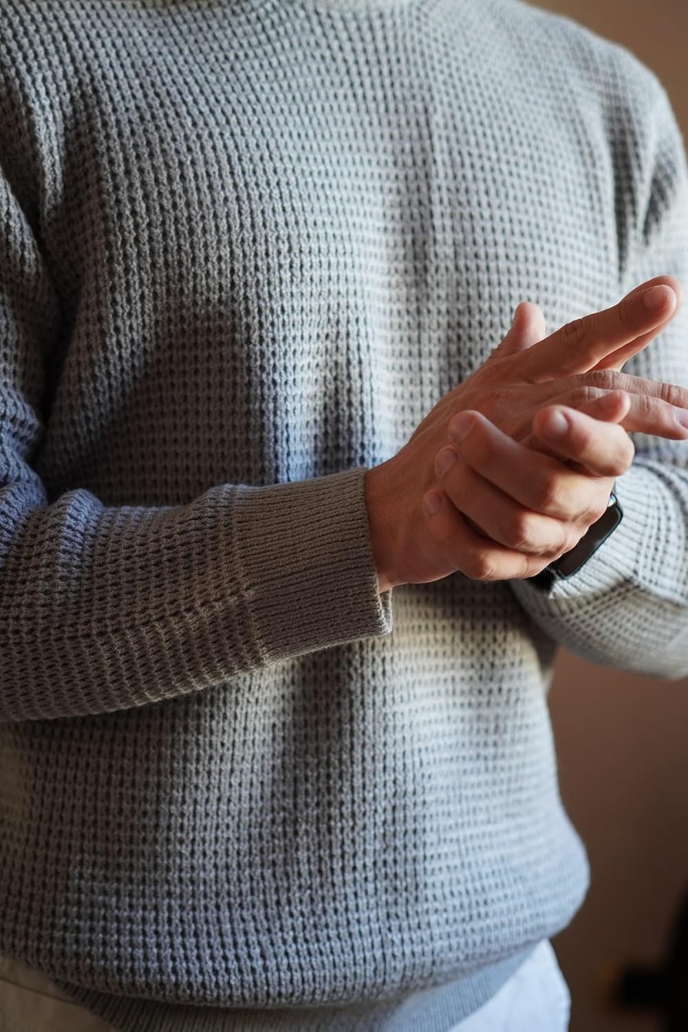 PJ PAUL JONES Mens Crewneck Pullover Sweater Waffle Textured Long Sleeve Knitted Sweaters - Image 4