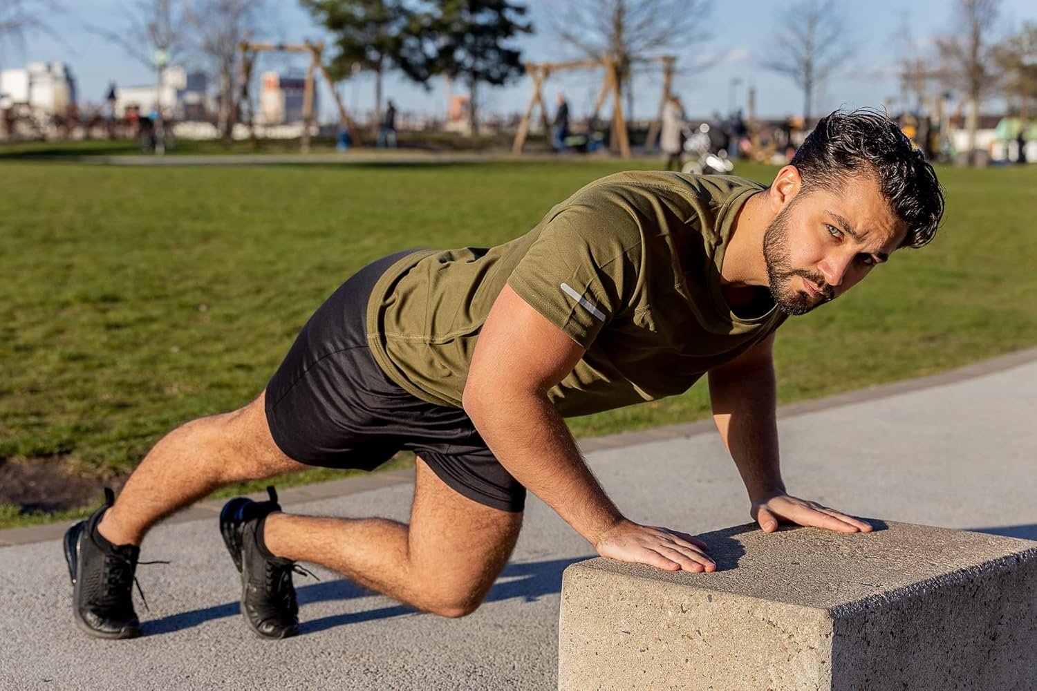 frueo Men's 3 Pack Workout Shirts Quick Dry Moisture Wicking Short Sleeve Mesh Athletic T-Shirts - Image 4