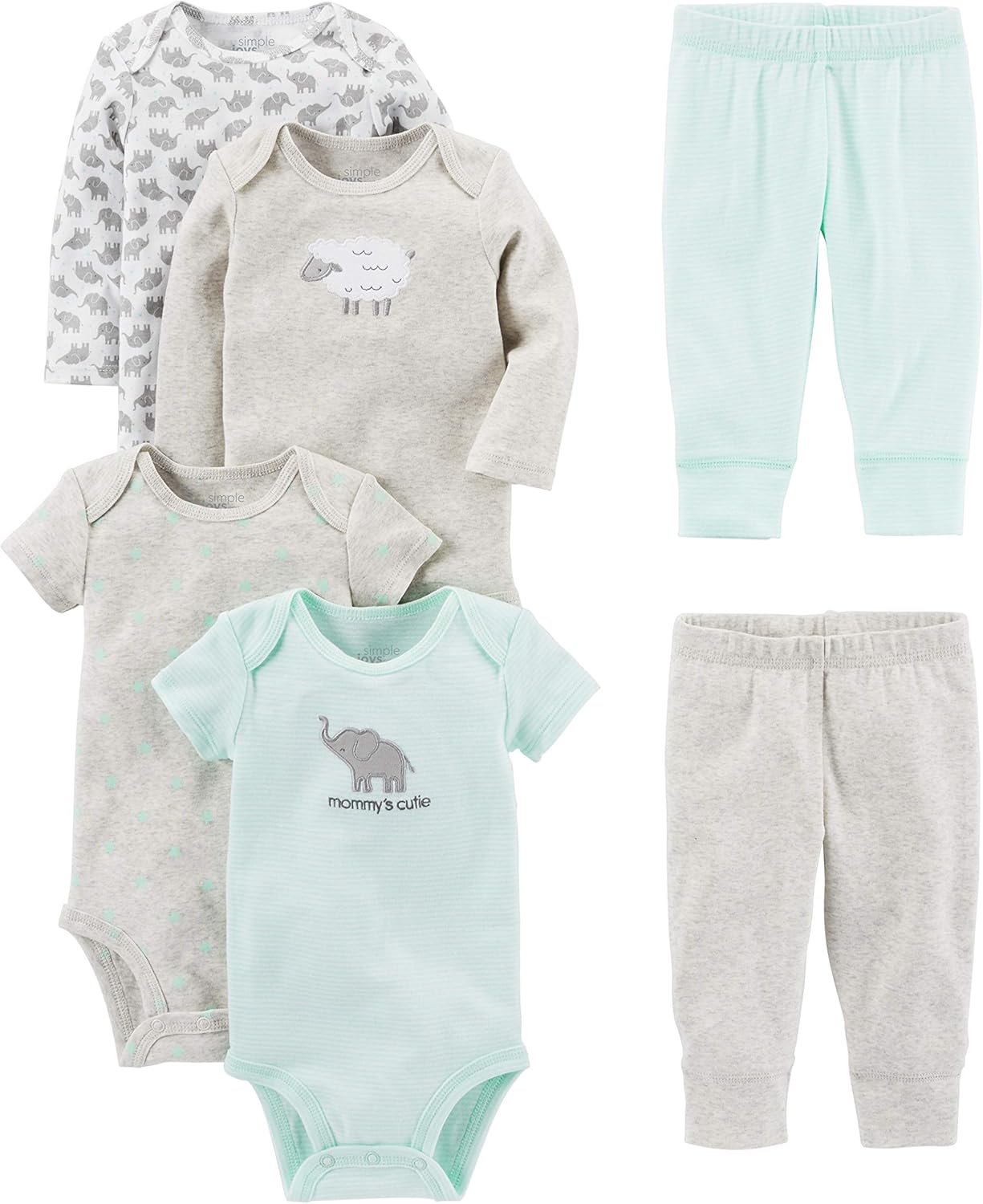Simple Joys by Carter's unisex-baby 6-piece Bodysuits (Short and Long Sleeve) and Pants Set - Image 4