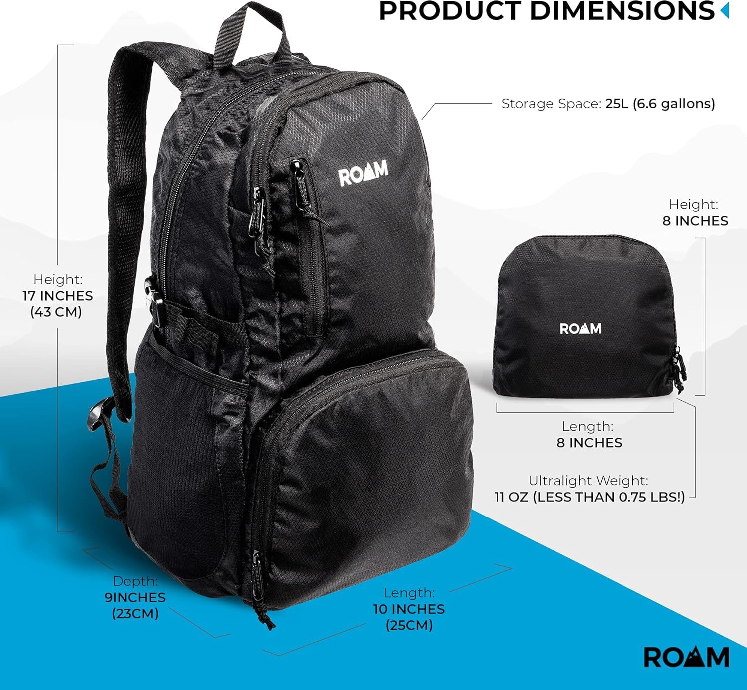 Roam 25L Hiking Daypack - Ultra Lightweight Packable Backpack - Durable, Water Resistant Folding Backpack for Travel, Camping - Image 7