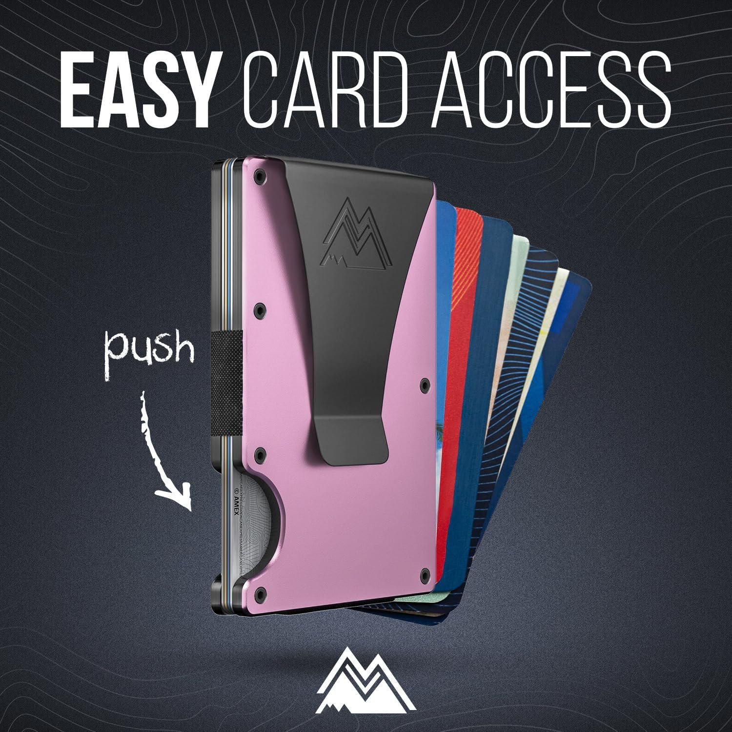 Mountain Voyage Co Minimalist Wallet for Men & Women - Slim RFID Wallet, Scratch Resistant, Credit Card Holder & Money Clip, Easily Removable Money & Cards, (Electric Pink) - Image 3