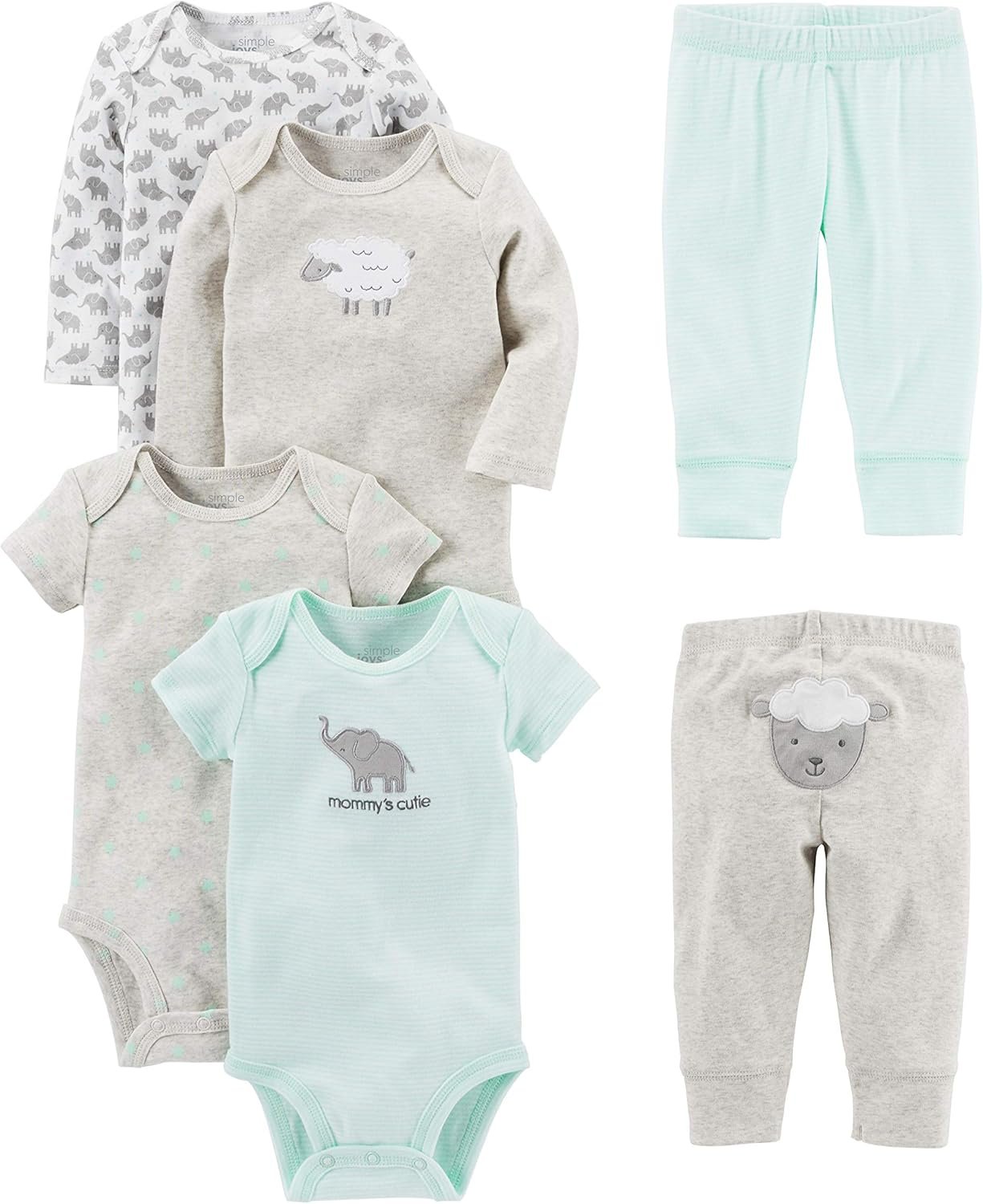Simple Joys by Carter's unisex-baby 6-piece Bodysuits (Short and Long Sleeve) and Pants Set - Image 2