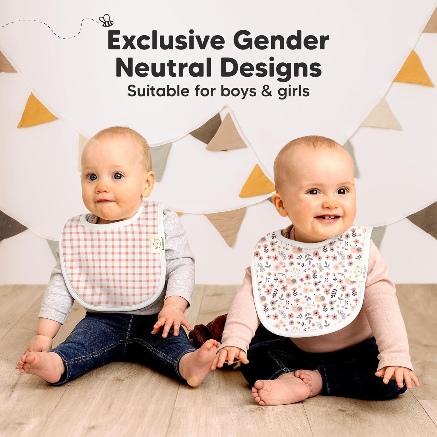 8-Pack Organic Baby Bibs for Boys, Girls - Soft Cotton Drooling and Teething Bibs for Baby Girl & Boy, Extra Absorbent, Easy to Clean & Put On for Toddler, Newborn, Infant 0-24 Months (Sweet Charm) - Image 7