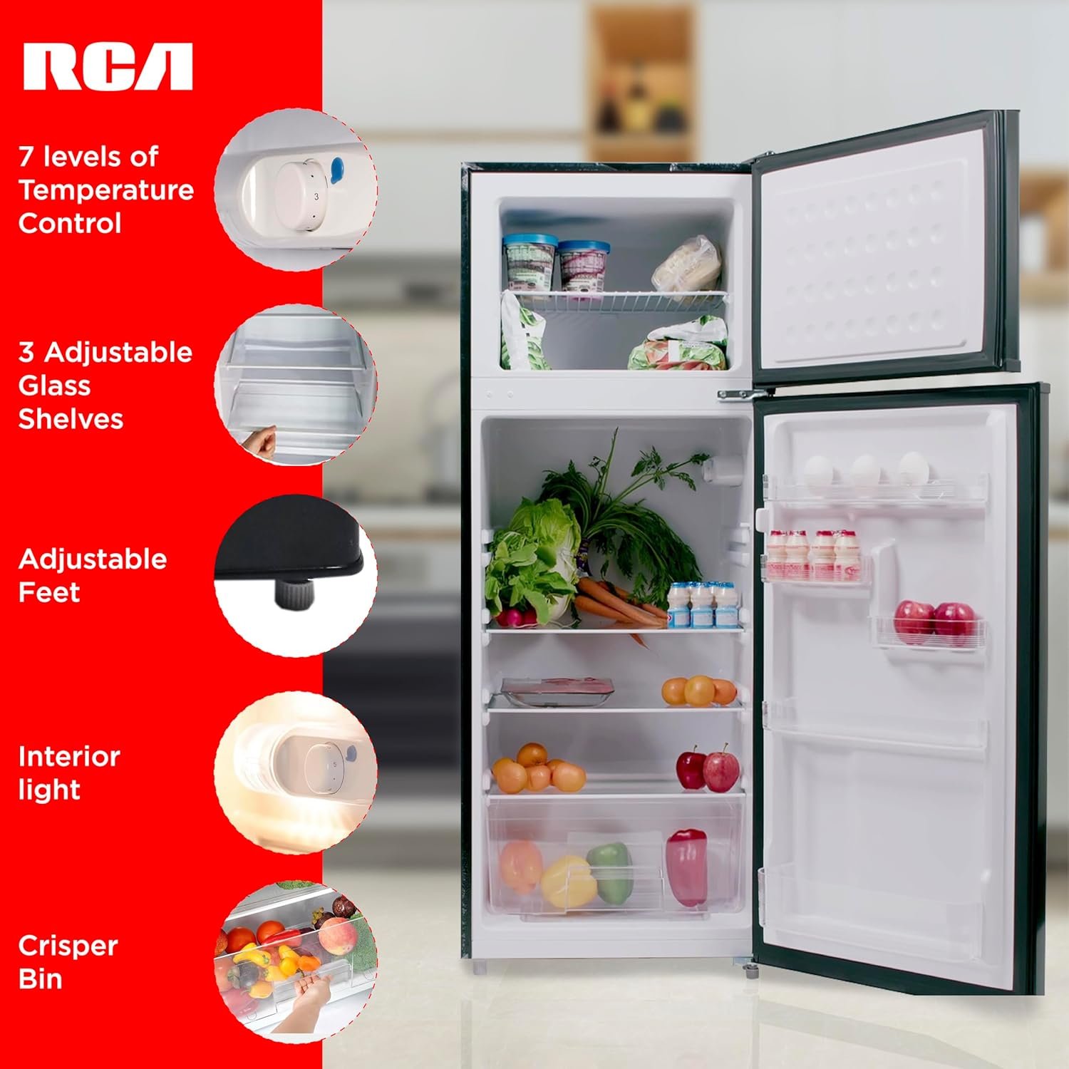 ACFR741BLACKAMZ6COM RCA RFR741-BLACK Apartment Size-Top Freezer-2 Door Fridge-Adjustable Thermostat Control-Black-7.5 Cubic Feet - Image 6
