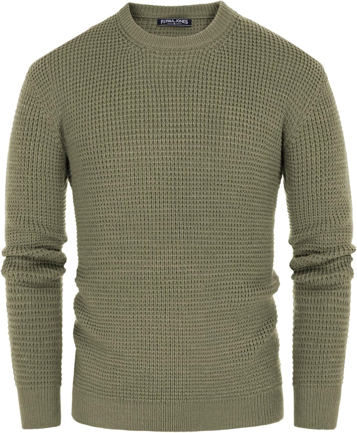 PJ PAUL JONES Mens Crewneck Pullover Sweater Waffle Textured Long Sleeve Knitted Sweaters - Image 3