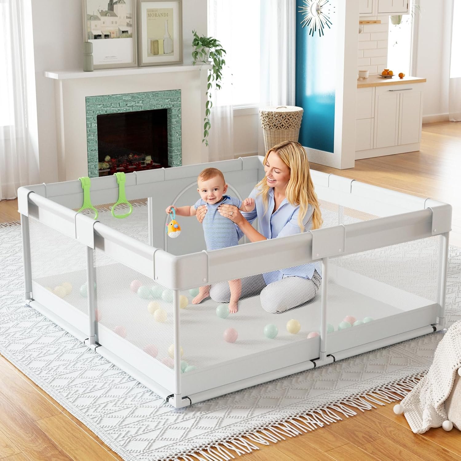 Fodoss Baby Playpen, 47x47 Small Baby Play Pen,Toddler Playpen for Apartment,Play Yard for Baby,Baby Activity Play Fence, Extra Large Baby Playard - Image 8