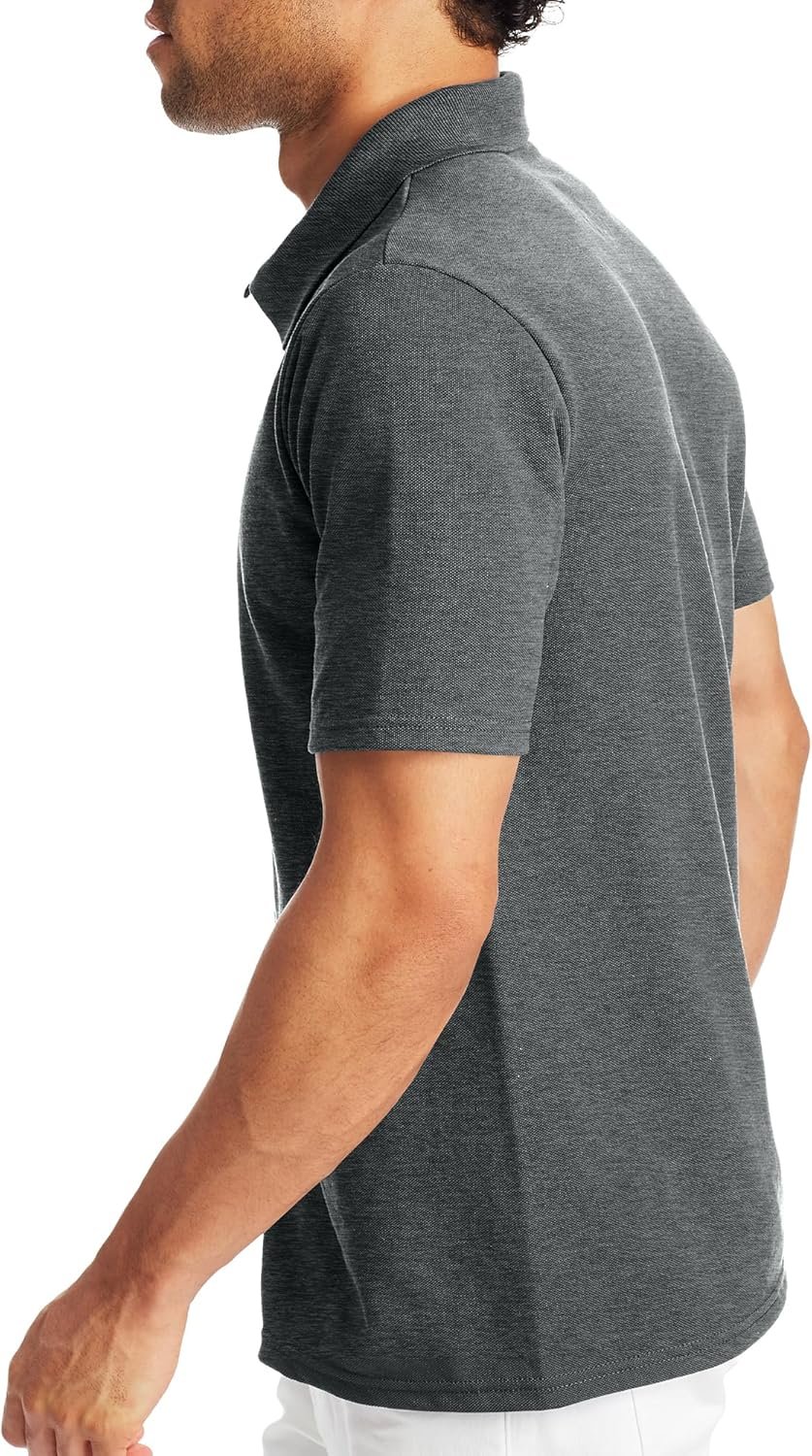 Hanes Men’s X-Temp Short Sleeve Polo Shirt, Midweight Men's Shirt - Image 4