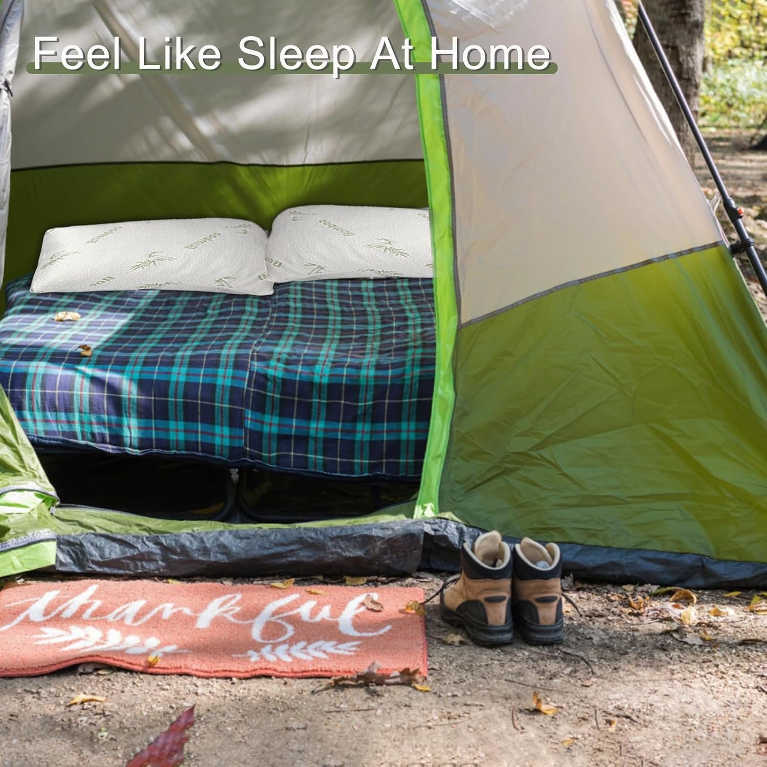 Camping Pillow for Sleeping 2 Pack,Small Travel Pillow,Shredded Memory Foam Pillow Packable with Storage Bag,Soft Cover,Portable Small Pillow for Camp Backpacking Hiking Gear&Accessories - Image 4