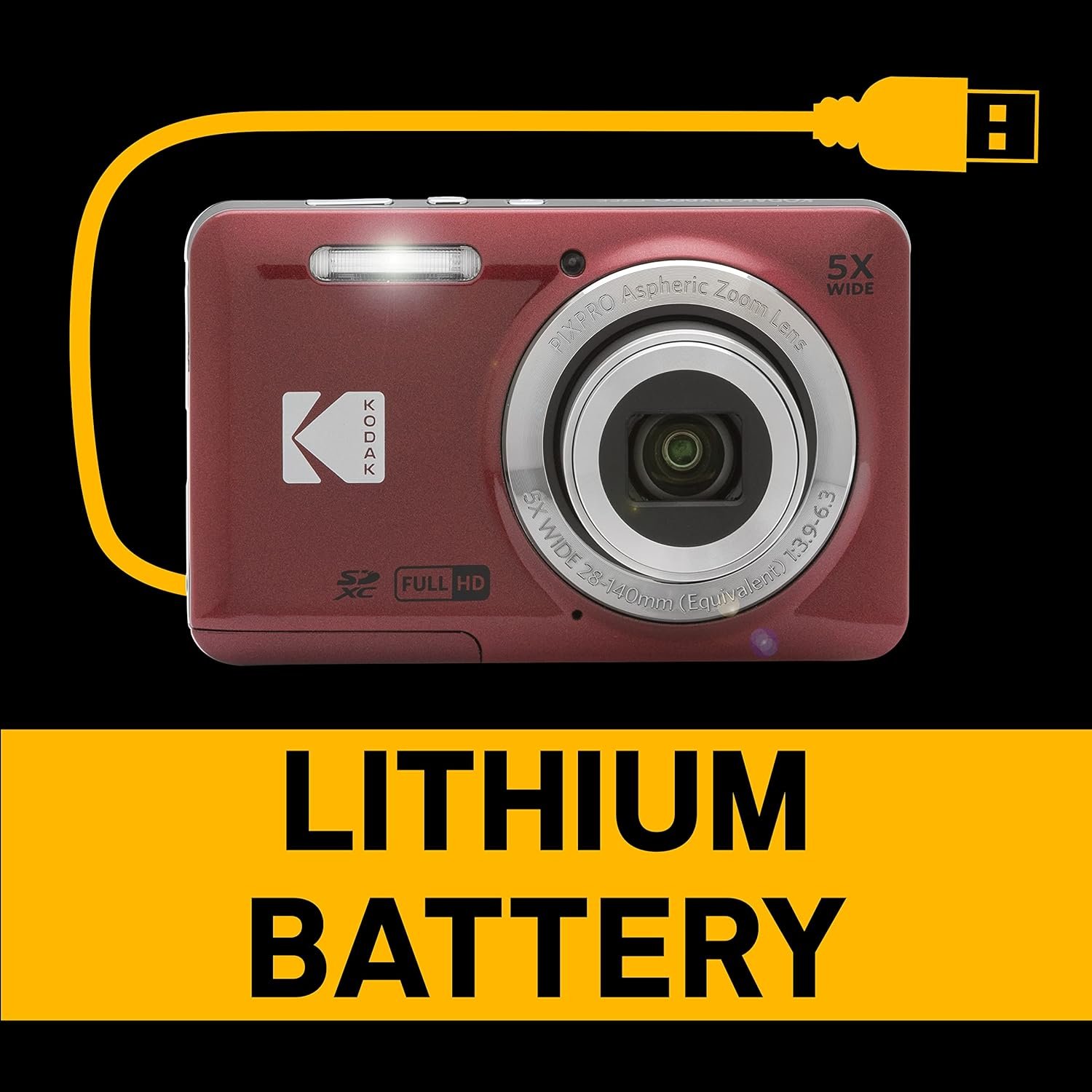 KODAK PIXPRO FZ55-RD 16MP Digital Camera 5X Optical Zoom 28mm Wide Angle 1080P Full HD Video 2.7" LCD Vlogging Camera (Red) Packaging May Vary - Image 6