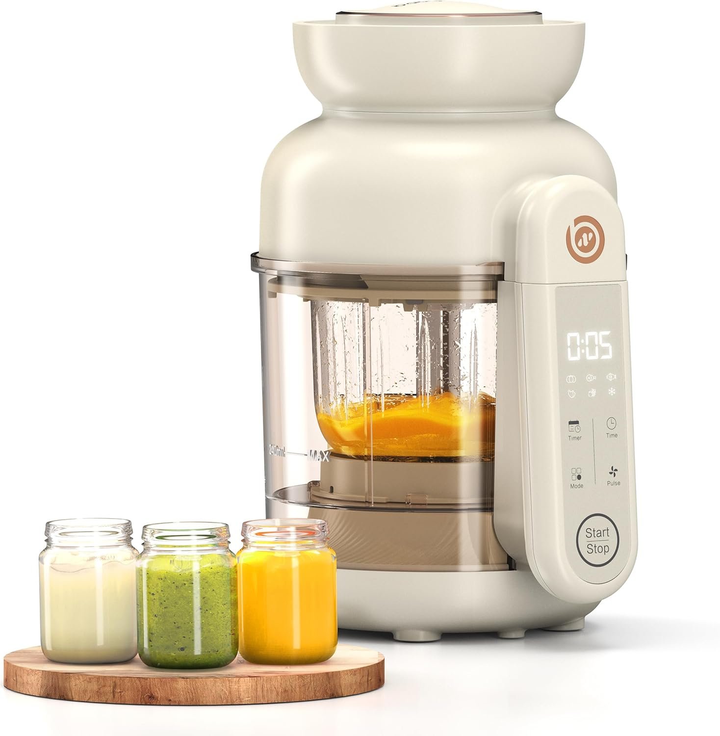 Auto Baby Food Maker, Glass Baby Food Mills, Baby Blender & Steamer and Puree Maker with Auto Cooking, Easy Cleaning, Dishwasher Safe, Cook at Home, Touch Screen Control - Image 2