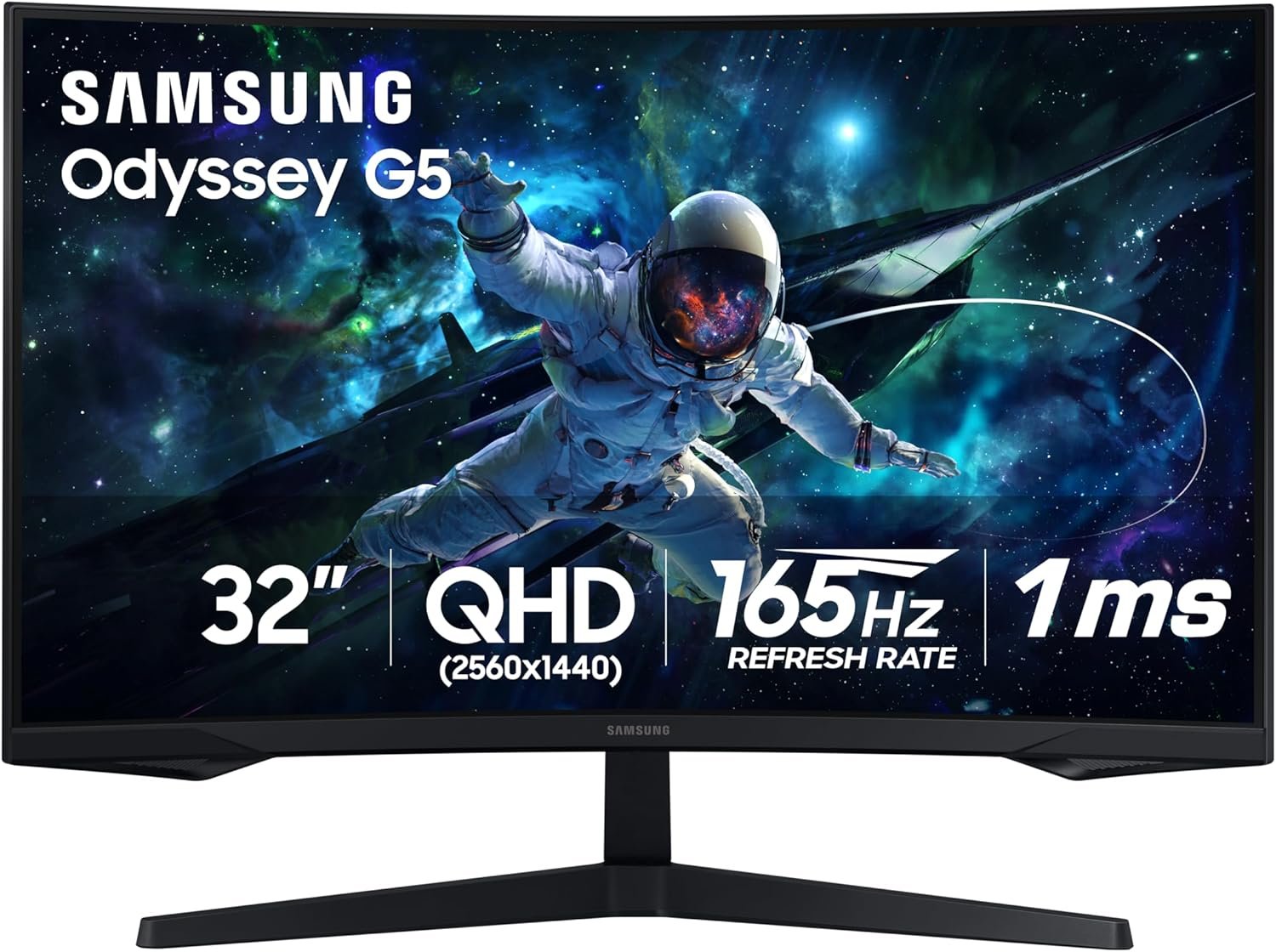 SAMSUNG 32” Odyssey G55C Series QHD 1000R Curved Gaming Monitor, 1ms(MPRT), HDR10, 165Hz, AMD Radeon FreeSync, Eye Care, Glare Free, Sharp Resolution LS32CG550ENXZA, 2024 - Image 2