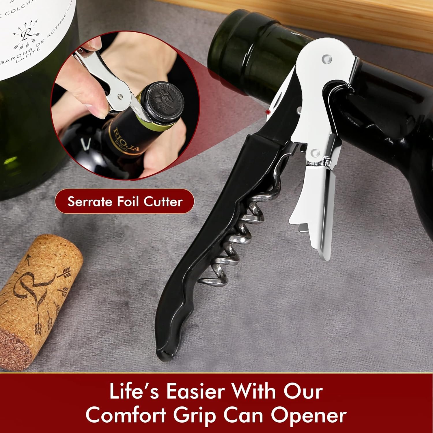 Professional Waiter Corkscrew Wine Openers Set (4 PCS),Upgraded with Heavy Duty Stainless Steel Hinges Wine Key for Restaurant Waiters, Sommelier, Bartenders - Image 6