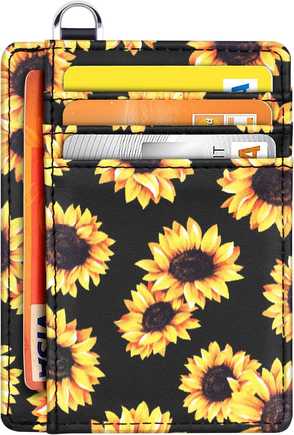 Slim Front Pocket Wallet RFID ID Card Holder Cute Small Wallet with Keychian for Women - Image 10