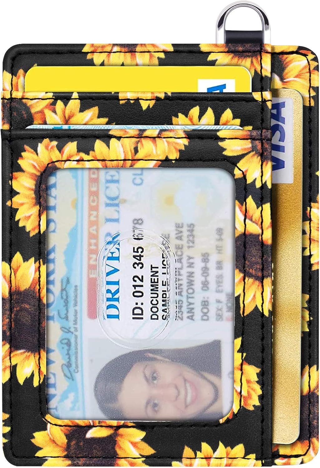 Slim Front Pocket Wallet RFID ID Card Holder Cute Small Wallet with Keychian for Women - Image 9