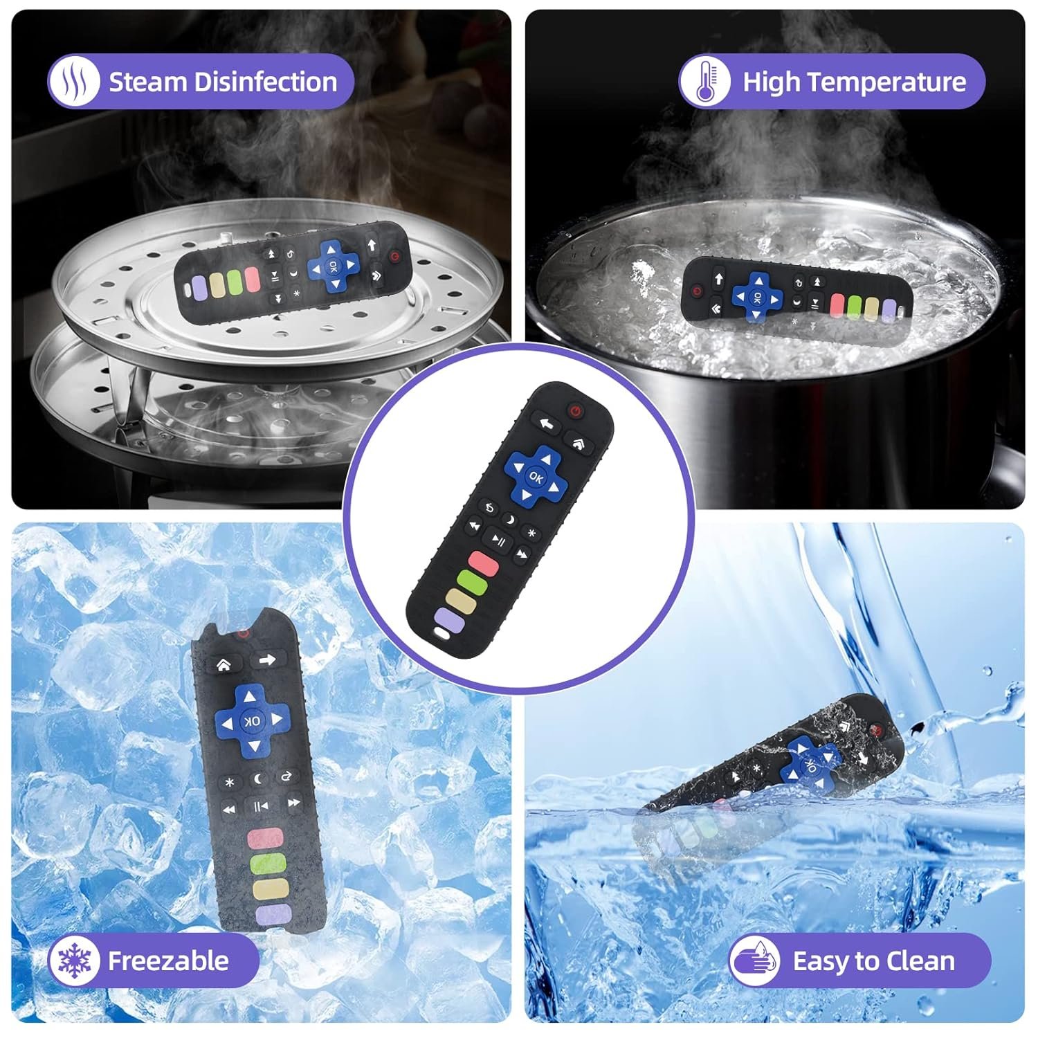 Chuya Baby Teether Toy Chew Toy for Babies 3-24 Months TV Remote Control Shape Teething Relief Baby Toys for Infants (Black) - Image 6