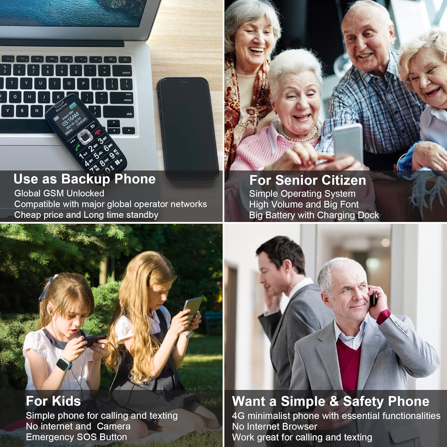 Easyfone Prime-A6 4G Unlocked Feature Cell Phone, Easy-to-Use Clear Sound GSM Dumbphone with an Easy Charging Dock - Image 8