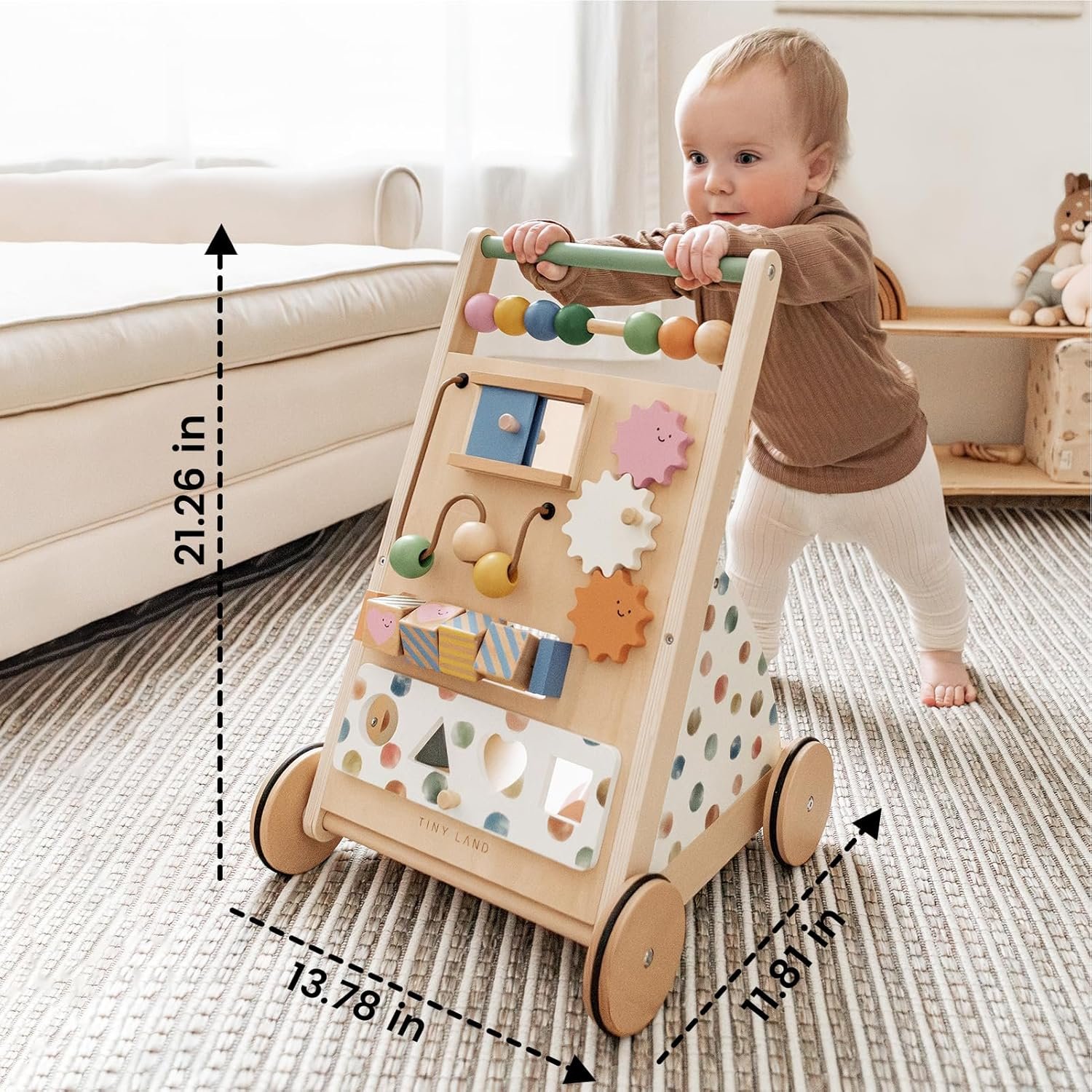 Tiny Land Wooden Baby Walker, Baby Push Walker, Montessori Walker Toy, Adjustable Speed Baby Walker for Boys and Girls, Baby Activity Center, Push Toys for Kids Development - Image 7