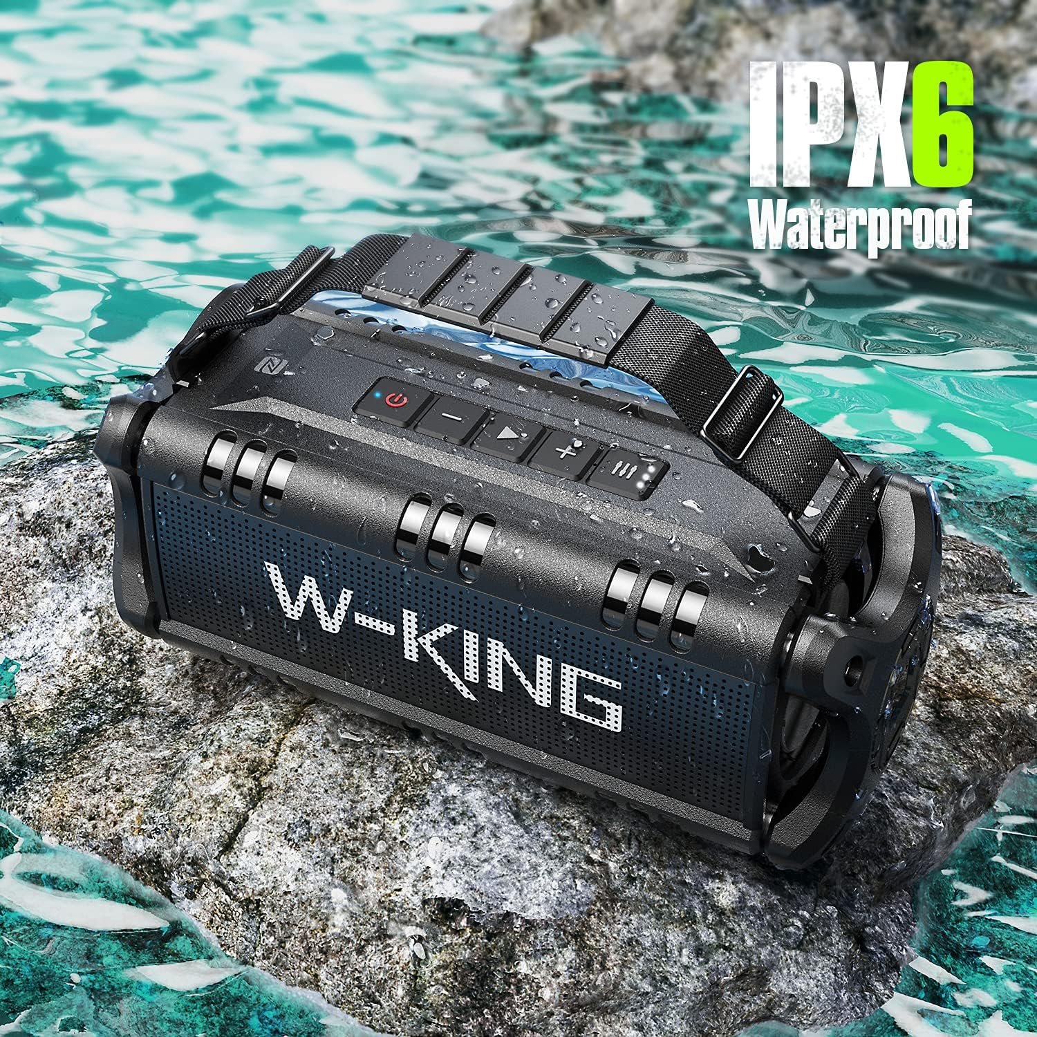 W-KING Bluetooth Speaker, 90W Max Loud Portable Speakers Bluetooth Wireless, IPX6 Waterproof Outdoor Speaker with 50W Deep Bass/2 Powerful Subwoofer/40H/Power Bank/EQ/TF/AUX/NFC for Pool/Party/Travel - Image 3