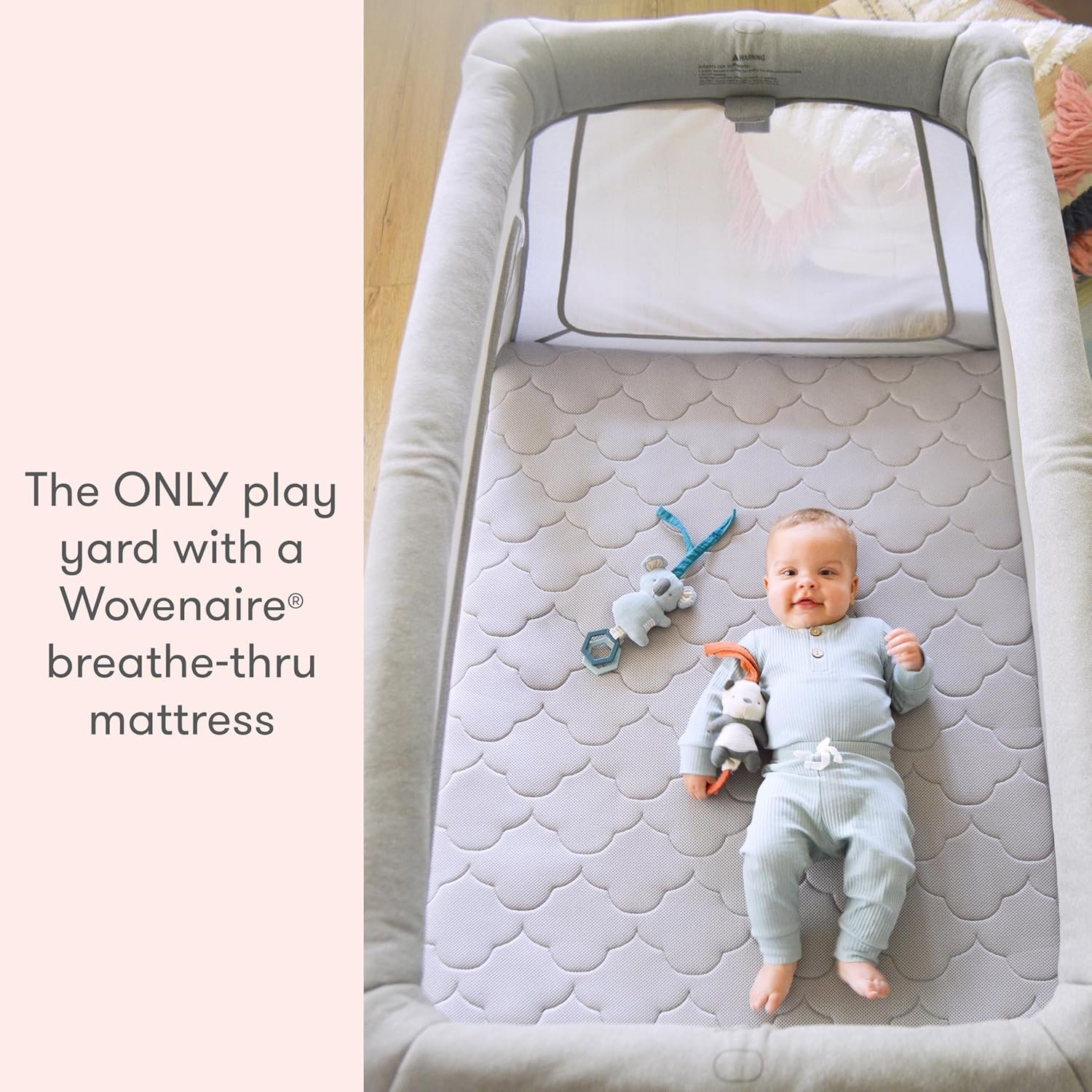 Newton Baby Travel Crib & Play Yard – Breathe-Thru Mattress for Safe Sleep, Portable & Easy Disassembly, Completely Washable, 2X Larger Surface Area, Non-Toxic, Largest-in-Class with Travel Bag, Grey - Image 3