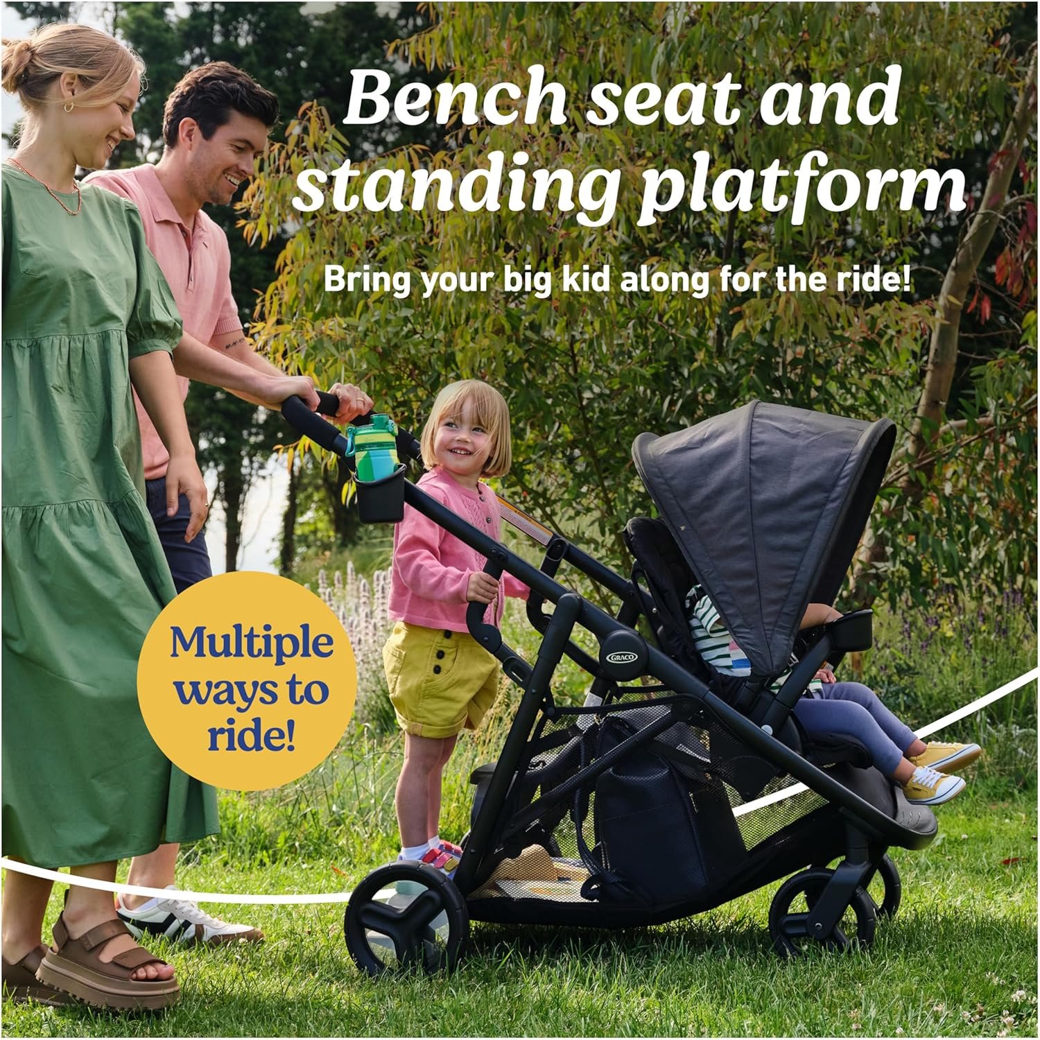 Graco Ready2Grow LX 2.0 Double Stroller Features Bench Seat and Standing Platform Options, Clark - Image 4