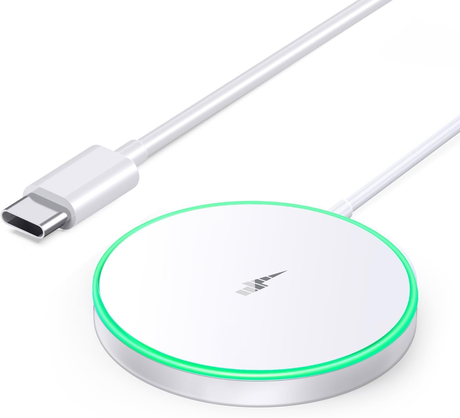 Magnetic Wireless Charger 15W Mag Safe Charger-Fast Charging Pad Compatible with iPhone16/15/14/13/12 Series & Airpods 2 3 Pro-LED Mag-Safe Pad with Dual Charging Ports Original Replacement(White)