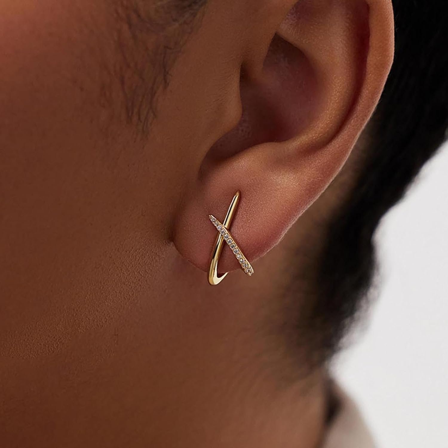 Gold Earrings for Women Trendy,14K Gold Stud Earrings Dainty Earrings Simple Minimalist Cubic Zirconia Diamond Gold Earrings Hypoallergenic Earring for Women Gifts - Image 3