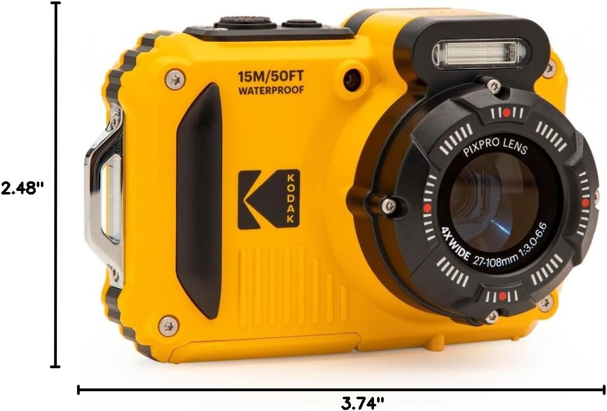KODAK PIXPRO WPZ2 Rugged Waterproof Shockproof Dustproof WiFi Digital Camera 16MP 4X Optical Zoom 1080P Full HD Video Vlogging Camera 2.7" LCD (Yellow) - Image 8