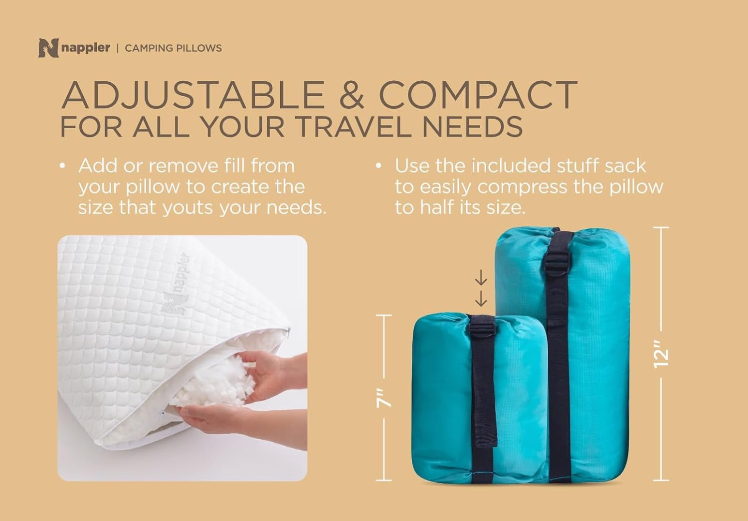 Small Shredded Memory Foam Pillow for Travel and Camping - Compressible Medium Firm Bed Pillow, Contoured Support, Breathable Cover, Machine Washable, Ideal Backpacking, Airplane and Car - Image 4