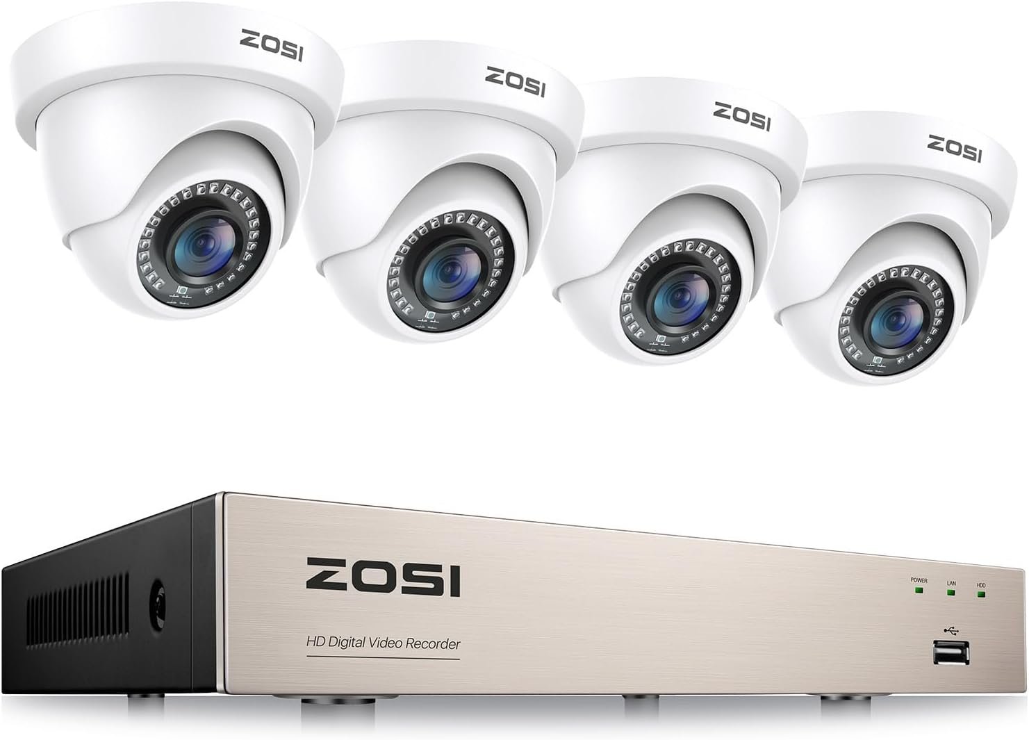 ZOSI 3K Lite 8CH H.265+ Home Security Camera System with AI Human/Vehicle Detection,Night Vision,5MP Lite 8 Channel CCTV DVR,4pcs 1080P 1920TVL 2MP Outdoor Indoor Surveillance Dome Cameras (No HDD) - Image 2