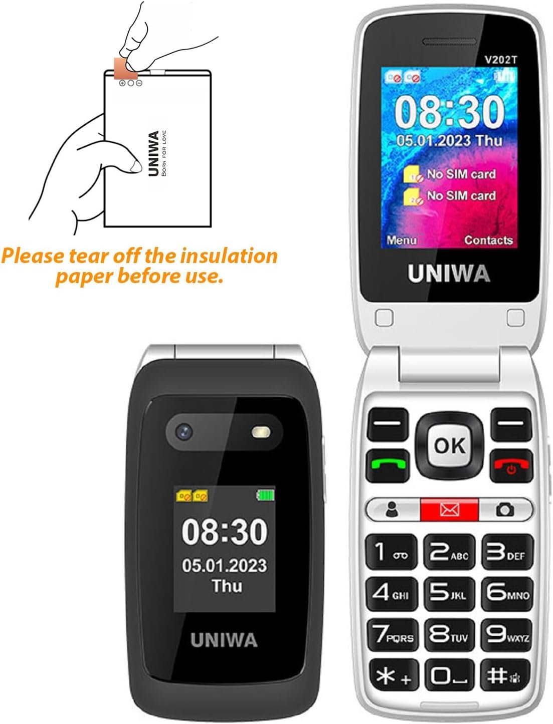 Mosthink 4G Unlocked Flip Cell Phone for Senior with Speed Talk SIM Card, SOS Big Button Basic Cell Phone for Elderly, 2.4'' HD Display, Big Volume, 1450mAh Battery with Charging Dock (Blue) - Image 8