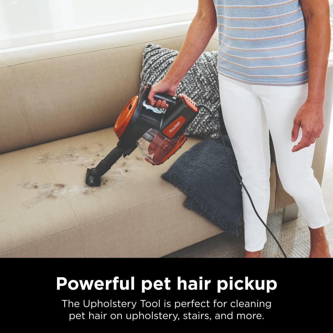 Shark Rocket Ultra-Light Corded Bagless Vacuum for Carpet and Hard Floor Cleaning with Swivel Steering (HV301), Gray/Orange - Image 6