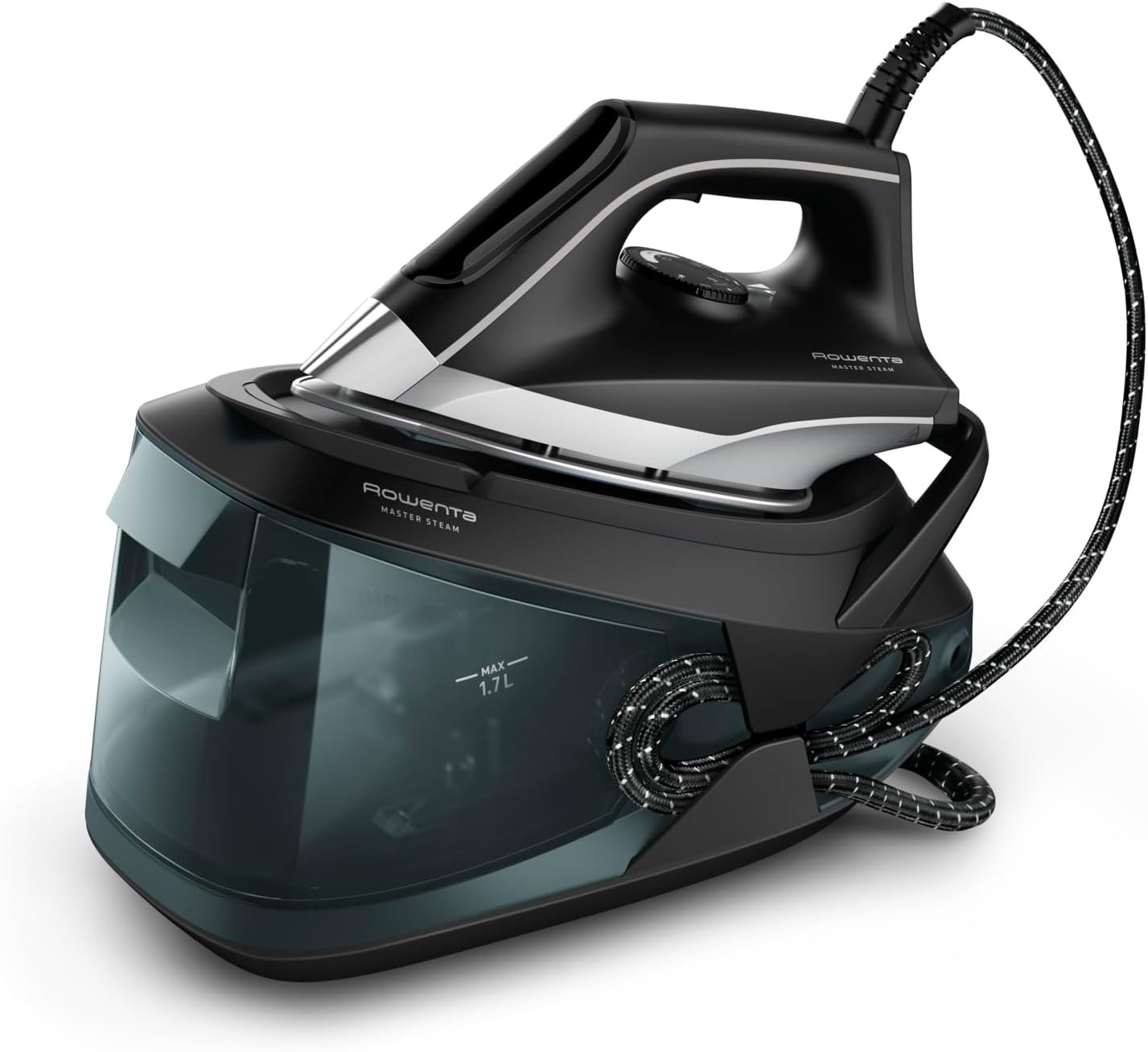 Rowenta Iron Steamer for Clothes, Master Steam Station, Professional Steam Iron For Clothes with Stainless Steel Soleplate 57 oz, 400 microsteam holes, Built-In Pump, 1750 watts, Black Green, VR8338 - Image 2